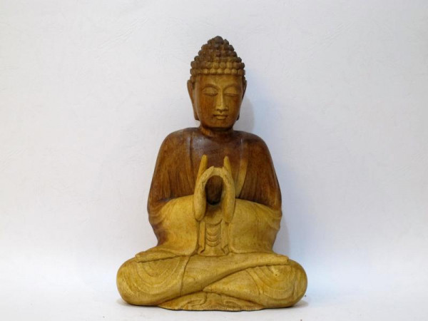 Buddha Darstellung aus Holz handgeschnitzt im Online-Shop
