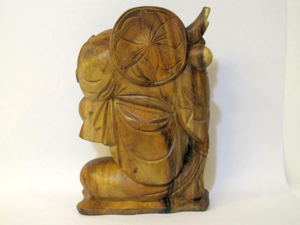 Happy Buddha handgeschnitzt aus Holz kaufen